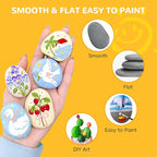 Simetufy 60pcs River Rocks for Painting Flat Smooth Stones for Arts DIY - Image 3