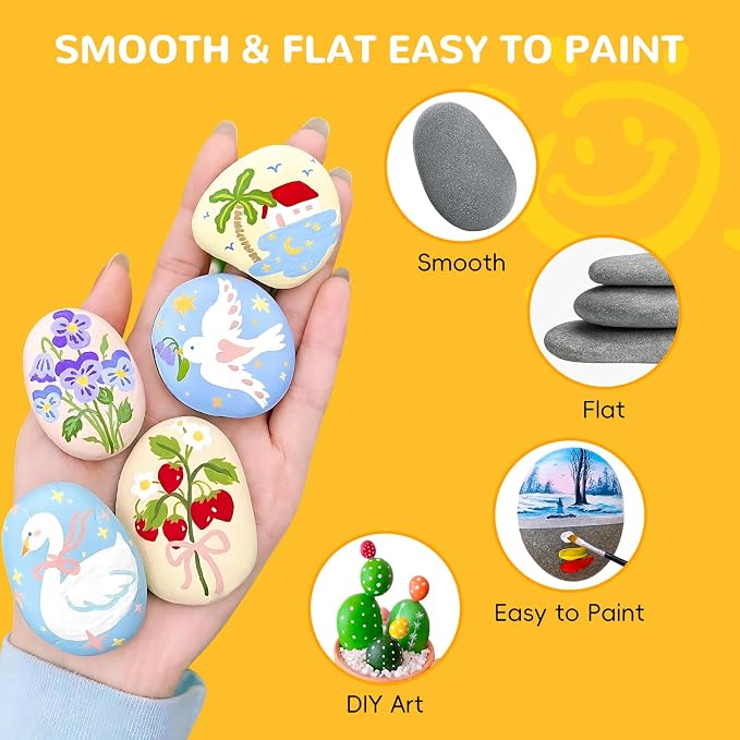 Simetufy 30 River Rocks for Painting 1.2-3.5 inch, Natural Stones, Smooth & - Image 3