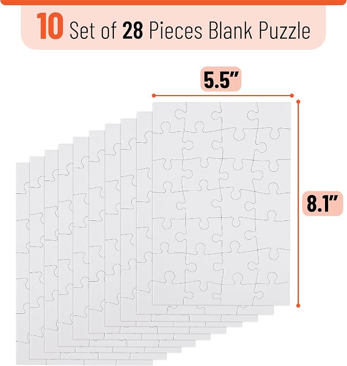 Mr. Pen- Blank Puzzle, 10 Pack, 28 Pieces/Pack, 5.5" x 8.1" | Blank Puzzles to - Image 2