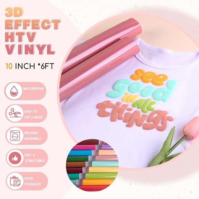Tintnut Dusty Rose Pink Puff Heat Transfer Vinyl Roll, easy cut & weed - Image 2