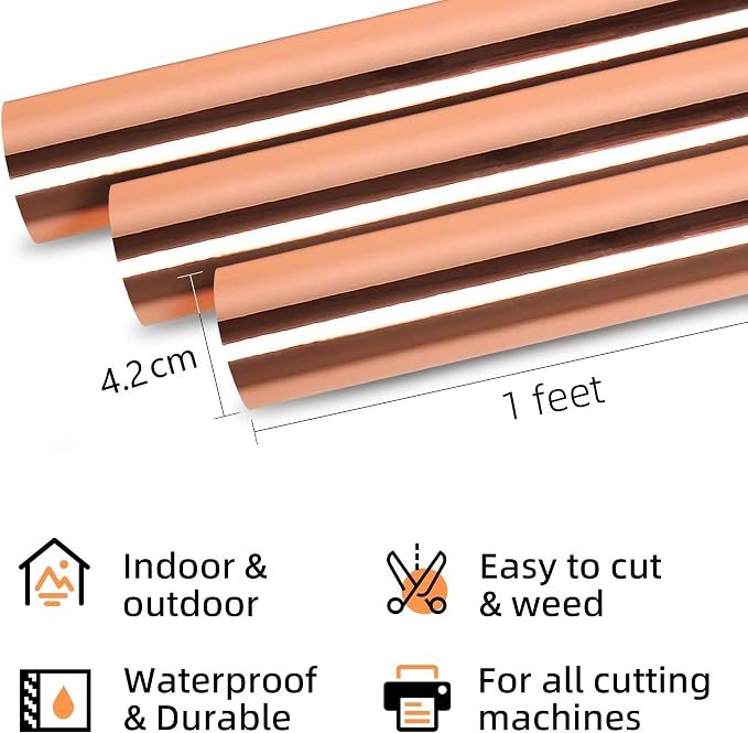 Prime Vinyl Permanent Vinyl, Chrome Rose Gold Vinyl Compatible - Image 3