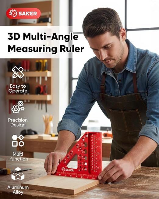 Saker 3D Multi-Angle Measuring Square Ruler, Aluminum Alloy Carpenter Square - Image 6