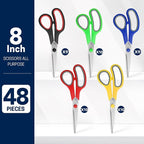 BURVAGY 8" Multipurpose Scissor Bulk 48 Pack, Comfort Grip Handles Ultra Sharp - Image 3