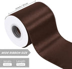 Brown 4 Inch Continuous 15 Yards Satin Wired Ribbon - Image 2