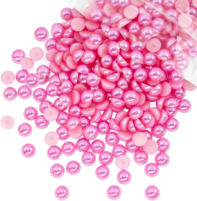 qiipii 220PCS 10mm Rose Pink Half Round Pearls Bulk by qiipii