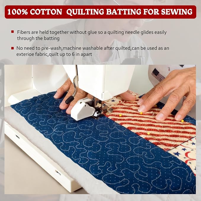 RRKTP Cotton Batting for Quilting，200 g/m² Lightweight Quilt Batting Crib - Image 6