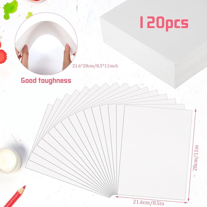 120 Sheets Watercolor Paper 8.5 x 11, 140 lb/300 GSM Cold Press Watercolor - Image 2