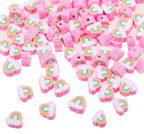 100pcs Pink Rainbow Polymer Clay Spacer Beads by LUBINGSHINE