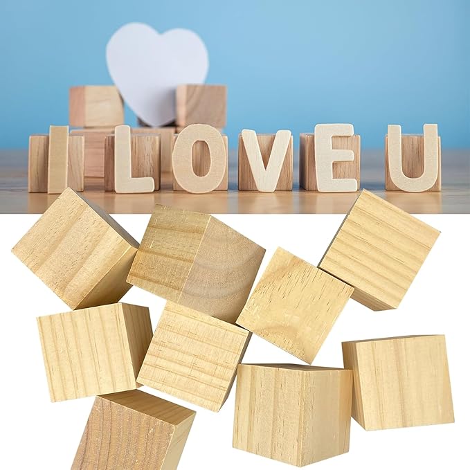 MUXGOA 1-1/2 inch Unfinished Wooden Cubes, Wood Blocks - Image 5