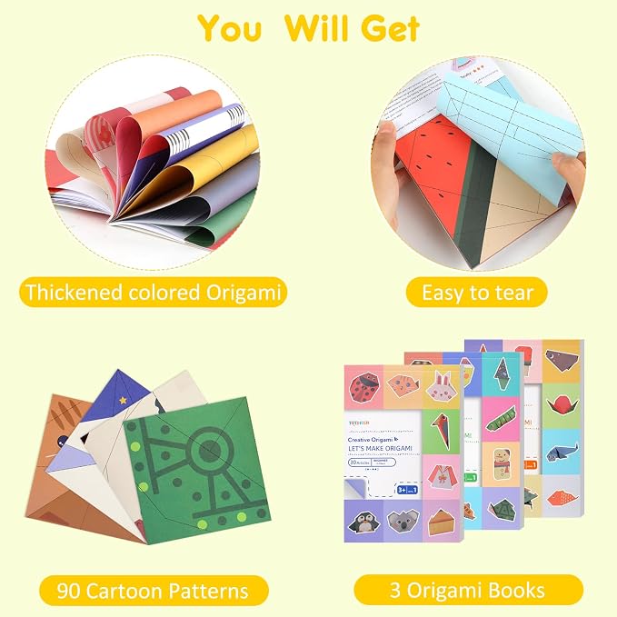 Origami Paper for Kids Ages 5-8, Double Sided Origami Kit 90 Patterns, Easy - Image 5