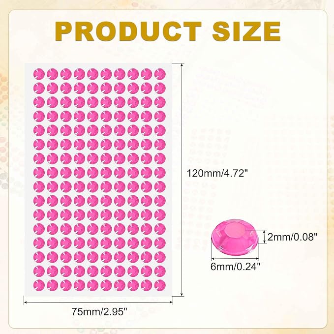 HARFINGTON 5 Sheet/800pcs Rhinestone Adhesive Stickers Self Adhesive Acrylic - Image 2