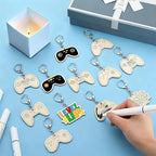 RattanView 24 Pcs Video Game Craft Color Your Own Keychains DIY Craft Wooden - Image 4
