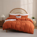 JSD Burnt Orange Duvet Cover Set Queen Size, 3 Piece Duvet Cover by JSD
