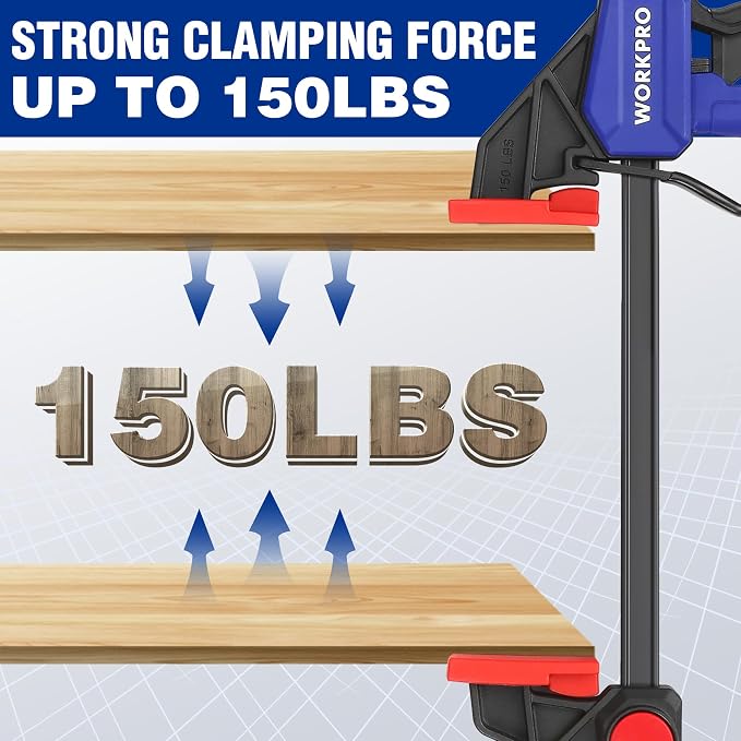 WORKPRO 6" Bar Clamps for Woodworking, One-Handed Clamp/Spreader, Light Duty - Image 5