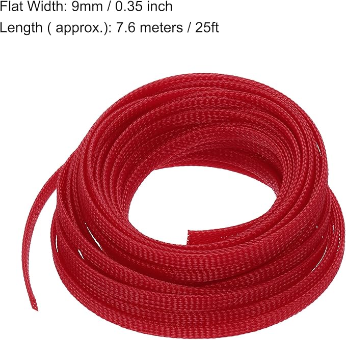 uxcell PET Expandable Sleeving 25ft 1/4" Red Cable Management Sleeve Cord - Image 3