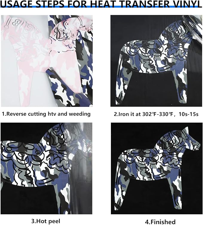 FUNKAKA Camo Army Grey HTV Heat Transfer Vinyl Rolls, Stretchy PU HTV Vinyl - Image 5