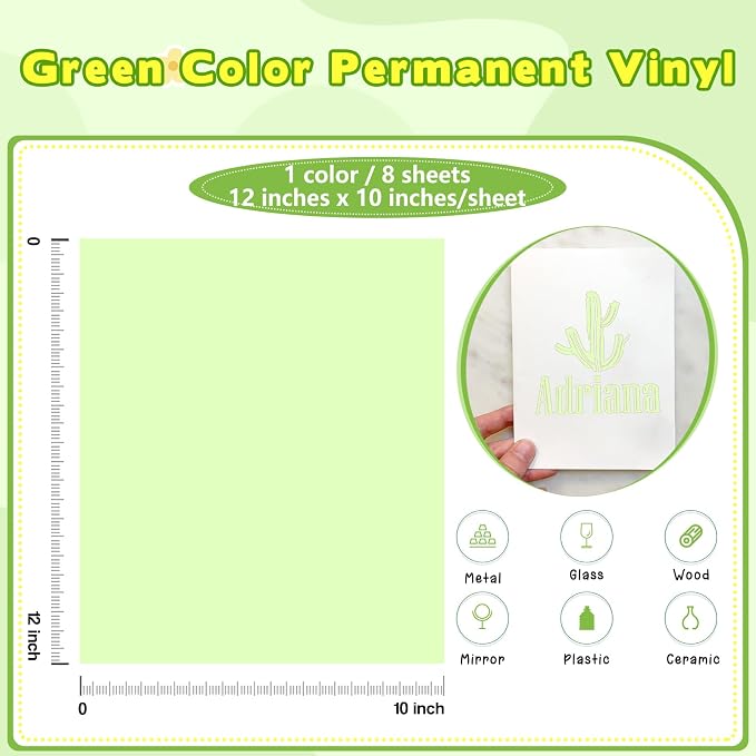 Tintnut Pastel Green Permanent Vinyl Self Adhesive Vinyl 8 Pcs 12''x10'' | - Image 2
