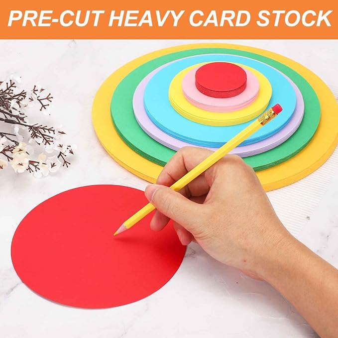 MECCANIXITY 24 Pcs Circle Card Stock, 5.9 Inch Round Cutouts Paper Thick - Image 4