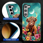 for Samsung Galaxy S23 Case, Highland Cow Flower Pattern Glossy 2 in 1 - Image 6