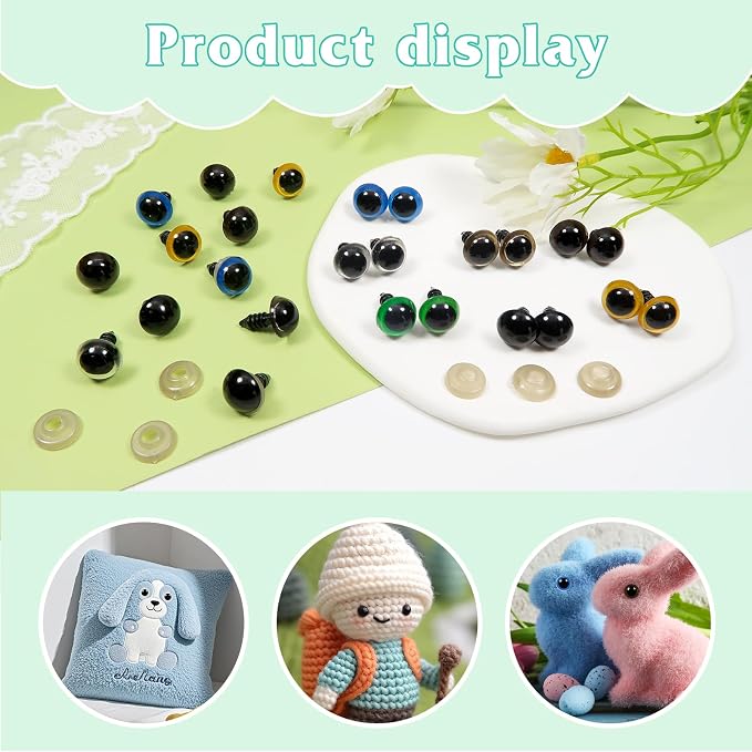 TOAOB 140pcs 12mm Colorful Plastic Safety Eyes Craft Eyes - Image 4