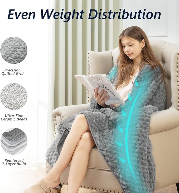 Mr. Sandman Weighted Blankets for Adults Queen Size 20lbs, Warm Sherpa Fleece - Image 3