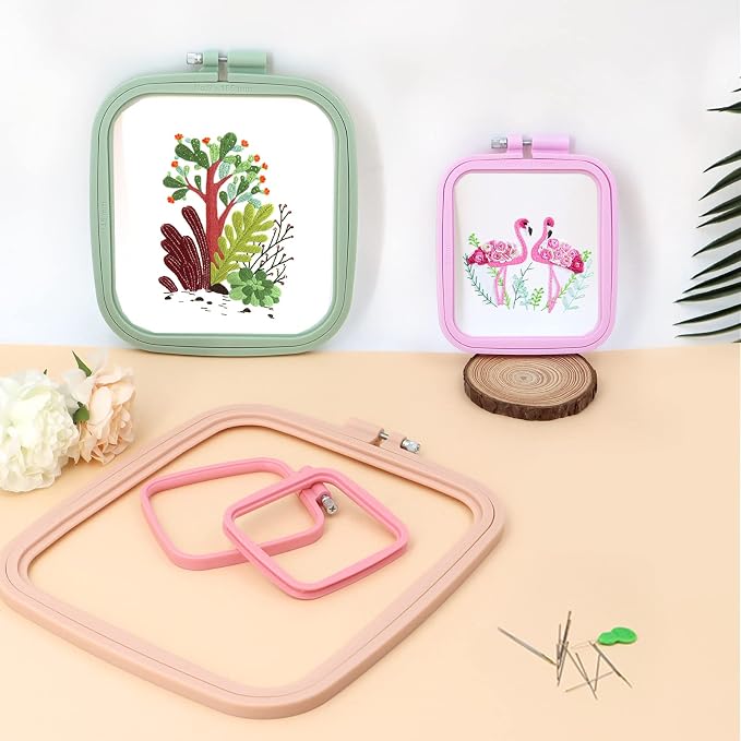 ZOCONE 4 Pcs 4 Size Square Embroidery Hoops, ABS Plastic Embroidery Hoops Cross - Image 4