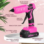 Hot Glue Gun, 20V Pink Cordless Glue Gun - Image 4
