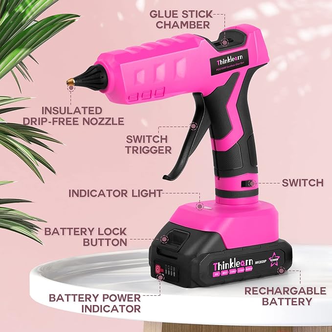 Hot Glue Gun, 20V Pink Cordless Glue Gun - Image 4