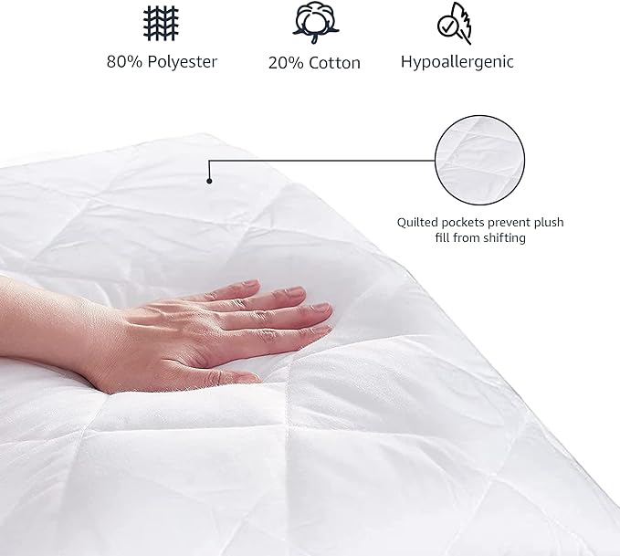 Amazon Basics Hypoallergenic Quilted Mattress Topper Pad, Cover 18 Inches Deep - Image 3