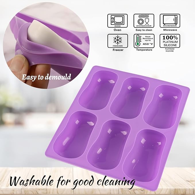 Sakolla 2 Pack 6 Cavity DIY Silicone Soap Molds Classical Handmade Silicone - Image 4
