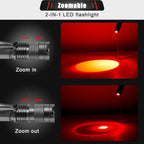 Honoson Red Light Flashlight LED Single Mode Torch 1 Mode Scalable Red Lens - Image 3