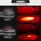 Honoson Red Light Flashlight LED Single Mode Torch 1 Mode Scalable Red Lens - Image 2