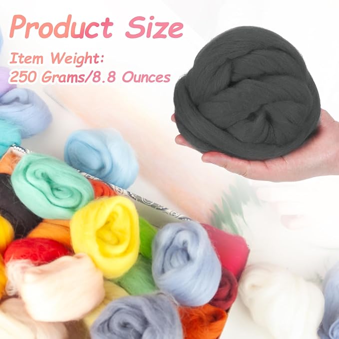 PATIKIL Wool Roving Yarn, 250G/8.8OZ Felting Wool Pure Roving Yarn - Image 2