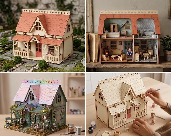 3D Puzzle House, Fantasy Villa Model Kit DIY Miniature Dolls House Kits - Image 7