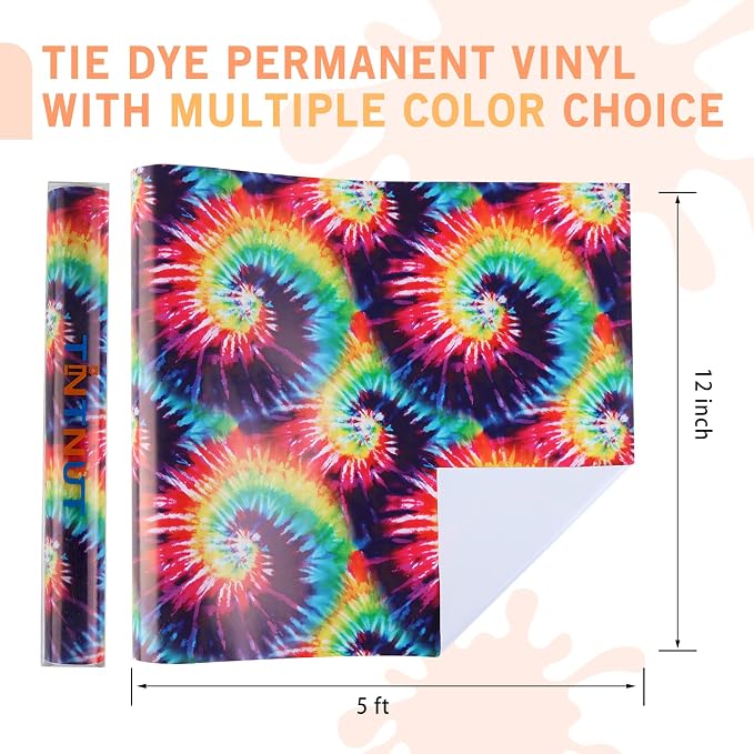 Tintnut Tie Dye Permanent Vinyl Roll 12in x 5ft Gradient Adhesive Vinyl | - Image 2