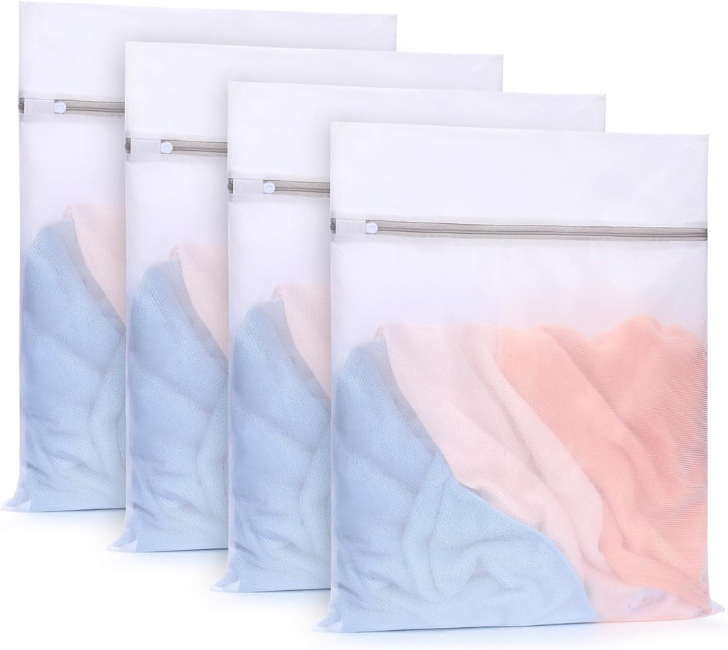 Muchfun 4Pcs Durable Fine Mesh Laundry Bags for Delicates 16 x 20 Inches (4, Large)
