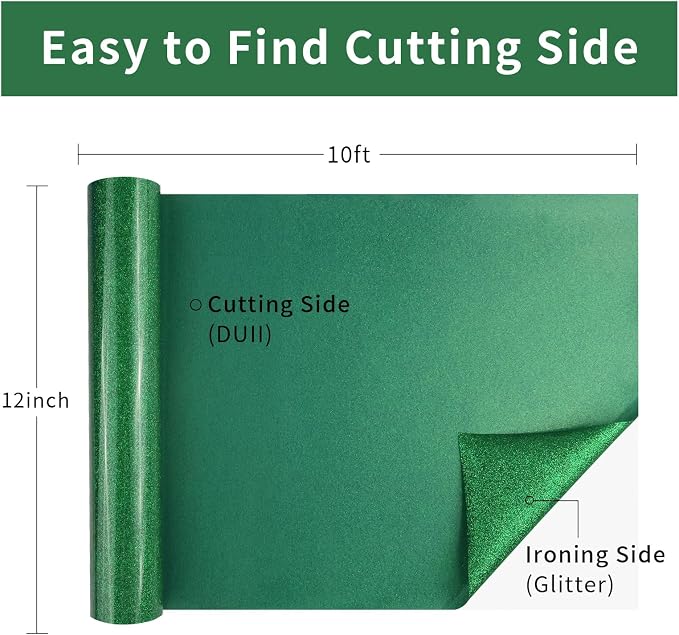 Green Glitter Heat Transfer Vinyl, Glitter Iron-On - Image 3