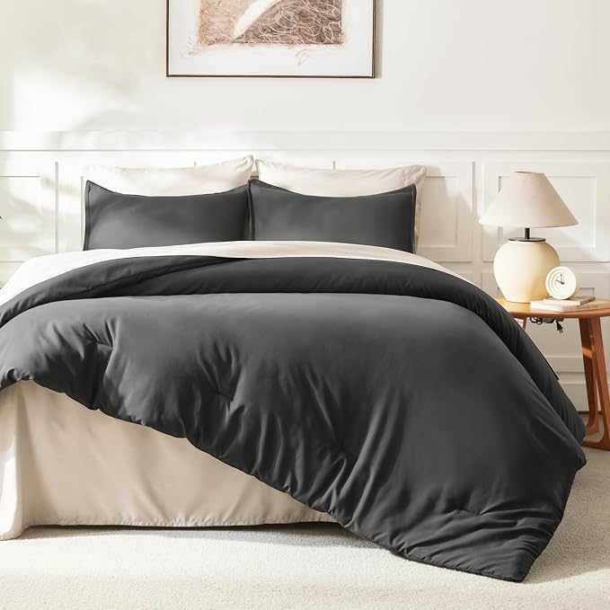 Litanika Dark Grey Comforter Set California King Size, 3 Pieces Cal King Gray - Image 6