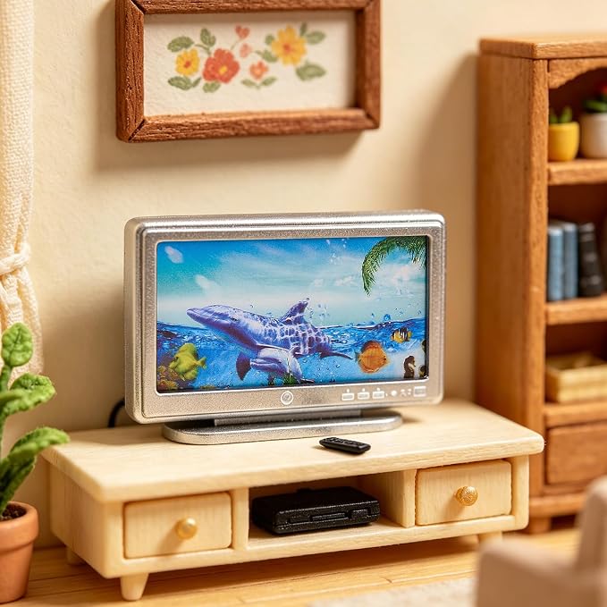 1:12 Scale Miniature TV Set, Tiny Television Dollhouse Furniture Accessories - Image 2