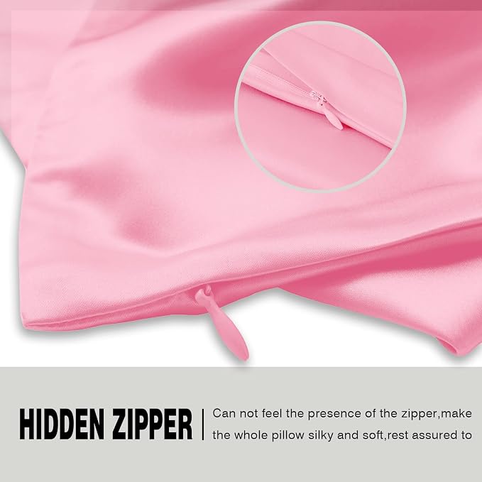 Silk Pillow Cases 2 Pack, Soft Breathable and Sliky Standard Size Pillow Cases - Image 4