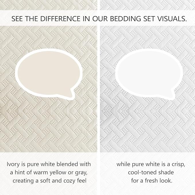 FLYMME Twin Quilt Set, Lightweight Cream Bedspreads, Basket Weave Pattern - Image 4