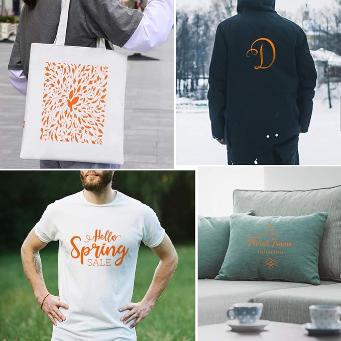 Orange Heat Transfer Vinyl Bundle: 16 Pack 12" x 10" Heat Transfer Vinyl T-Shirt - Image 8