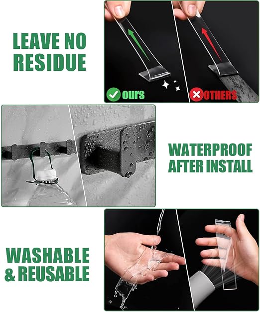 Double Sided Tape Heavy Duty, 2 Rolls 20 Feet Removable Waterproof Clear Nano - Image 7