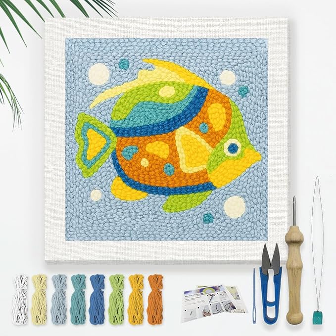 Doodlream Colorful Fish DIY Punch Needle Embroidery Kit by Doodlream
