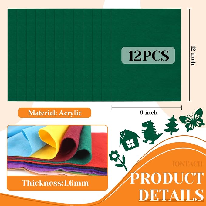 IONTACH 9" X 12" Felt Fabric Sheets 1.6mm Thick | Soft Felt - Image 3