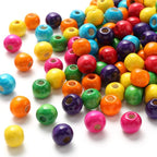 600Pcs Colorful Wooden Beads Large Hole Round Paint Beads Bulk Natural Wood Bead - Image 4