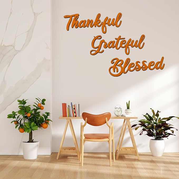 3 Pcs Unfinished Wood Thanksgiving Cutout Thankful Grateful Blessed Word - Image 4