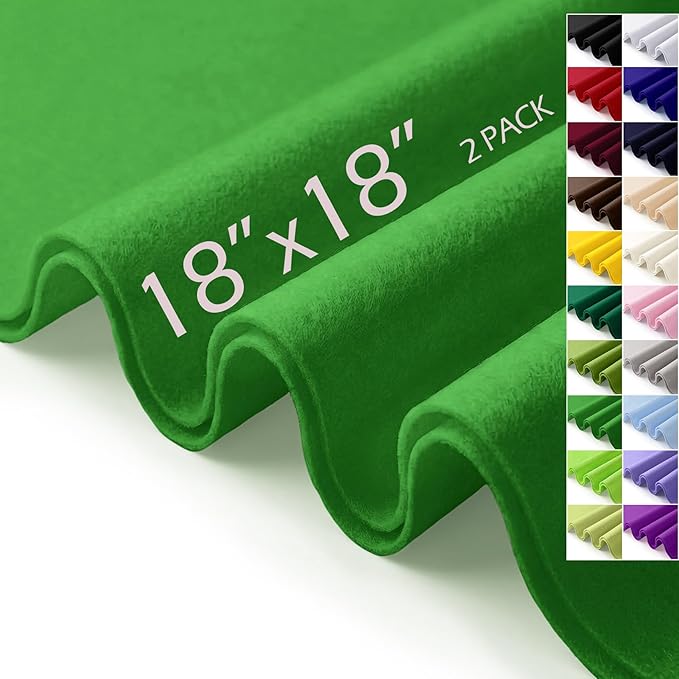 Emerald Green Felt Fabric Sheets 18" x 18" 1.6mm Soft Craft Felt | Soft Precut by AblemeDeco