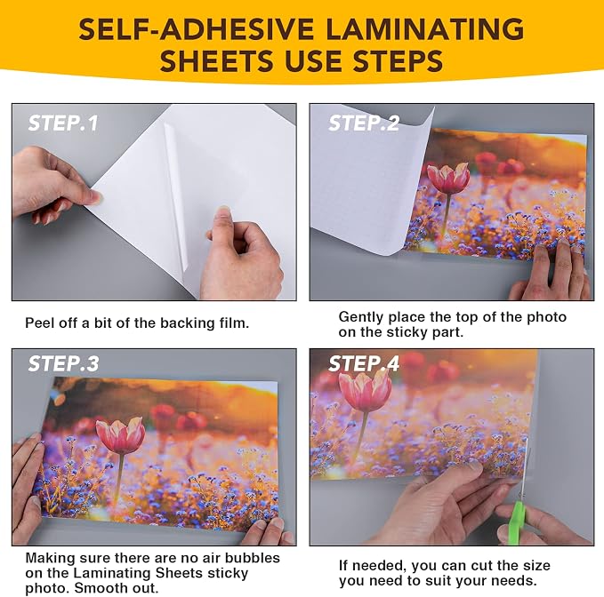 RowinsyDD 40 PCS Self Laminating Sheets, Self Adhesive Laminating Sheets | 8.5 - Image 5