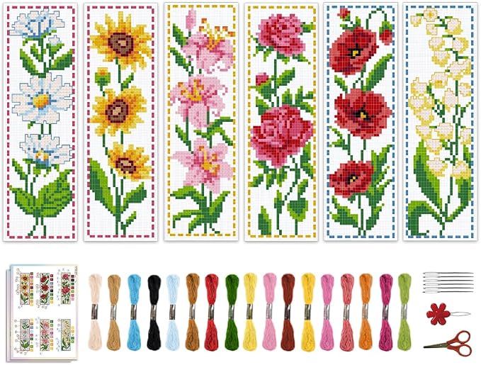 ACRNIGHEET 6PCS Cross Stitch Bookmark Kit by ACRNIGHEET